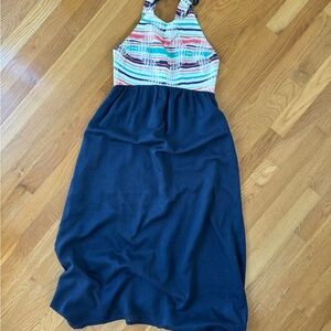 Roxy Navy Blue Dress With Multi-colored Top. NWT